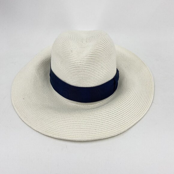 Gottex Triton Straw Sunhat White with Blue Band Adjustable Drawstring UPF 50+ - Picture 1 of 5